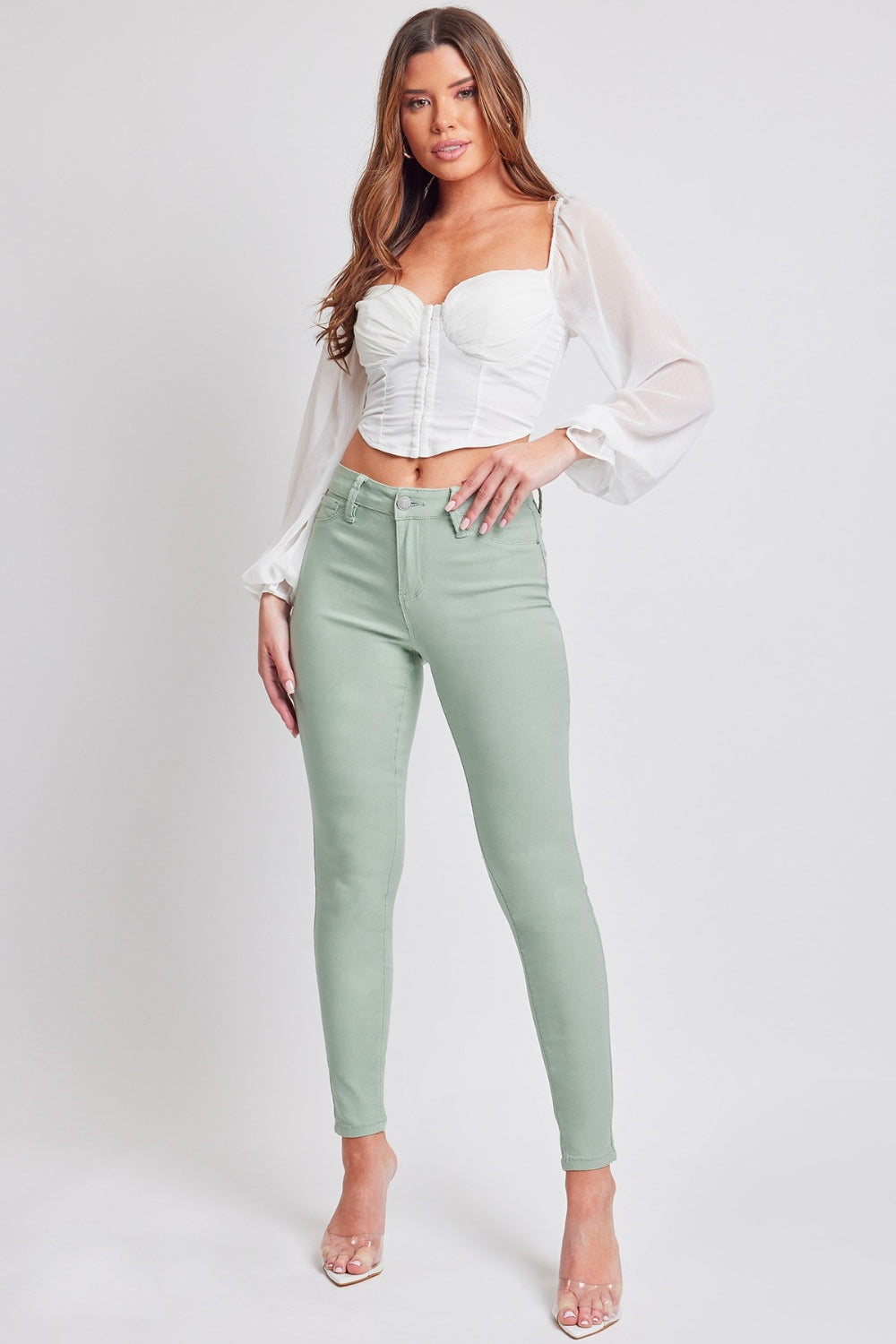 YMI Jeanswear Hyperstretch Mid-Rise Skinny Jeans-Pants-Inspired by Justeen-Women's Clothing Boutique in Chicago, Illinois