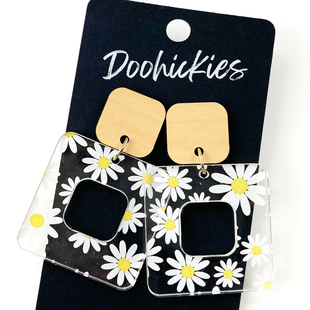 2" Daisy Cubie Dangles -Spring Acrylic Earrings-Inspired by Justeen-Women's Clothing Boutique