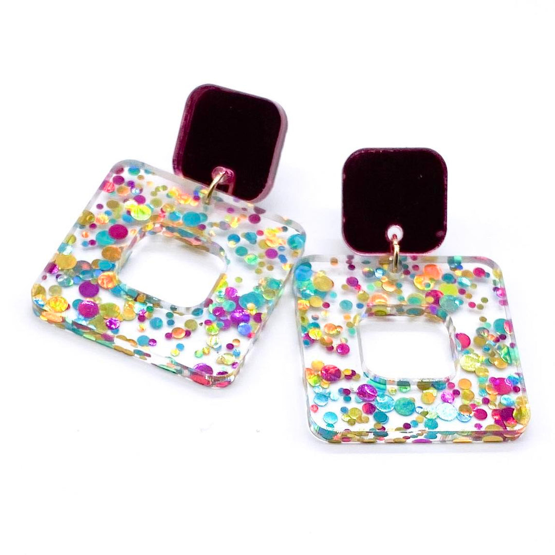 2" Mermaid Cubie Dangles -Spring Acrylic Earrings-Inspired by Justeen-Women's Clothing Boutique