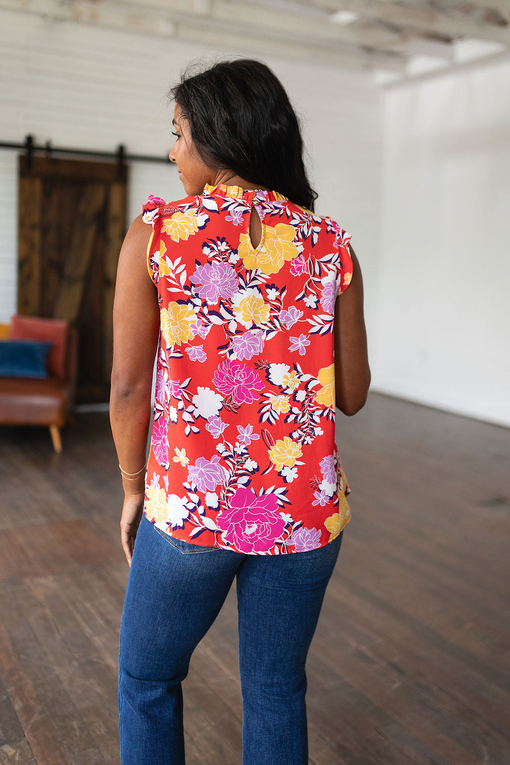 Among The Flowers Floral Top-Tank Tops-Inspired by Justeen-Women's Clothing Boutique in Chicago, Illinois