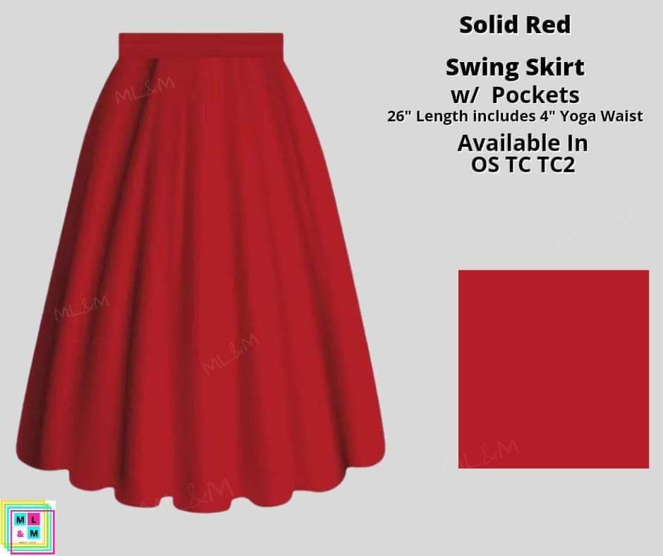Solid Red Skirt-Skirts-Inspired by Justeen-Women's Clothing Boutique in Chicago, Illinois