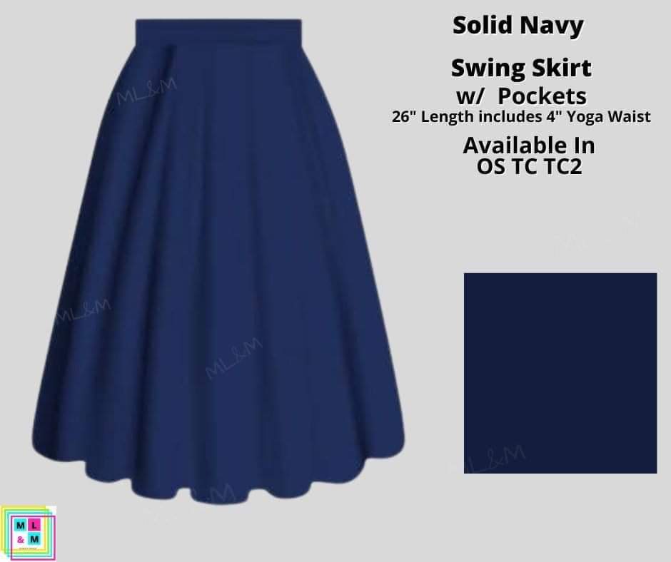 Solid Navy Skirt-Skirts-Inspired by Justeen-Women's Clothing Boutique in Chicago, Illinois