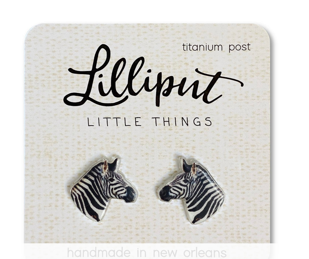 Zebra Stud Earrings-Earrings-Inspired by Justeen-Women's Clothing Boutique in Chicago, Illinois