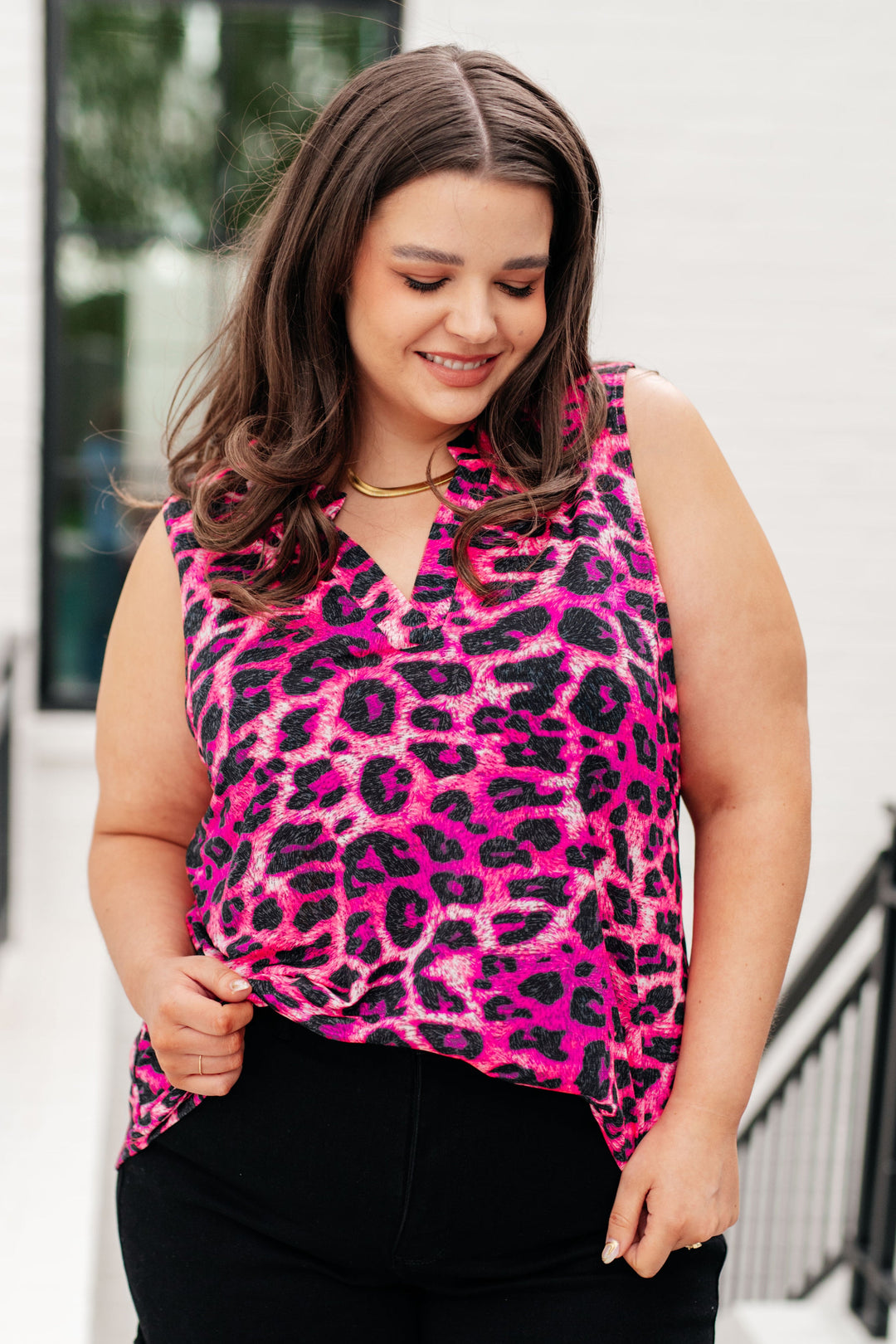 Lizzy Tank Top in Pink Multi Leopard-Tank Tops-Inspired by Justeen-Women's Clothing Boutique in Chicago, Illinois