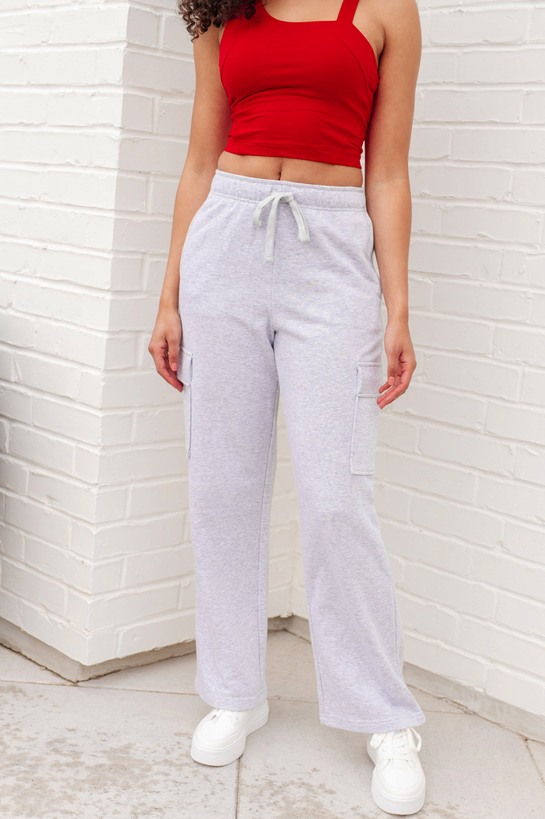 Run, Don't Walk Cargo Sweatpants in Grey-Athleisure-Inspired by Justeen-Women's Clothing Boutique in Chicago, Illinois