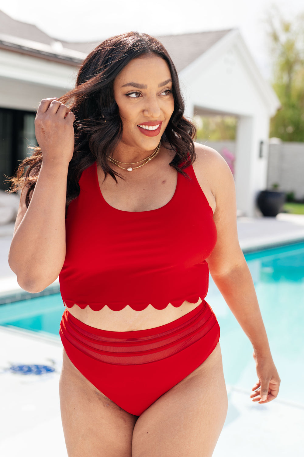 Tonga Scalloped Swim Top-Swimwear-Inspired by Justeen-Women's Clothing Boutique in Chicago, Illinois
