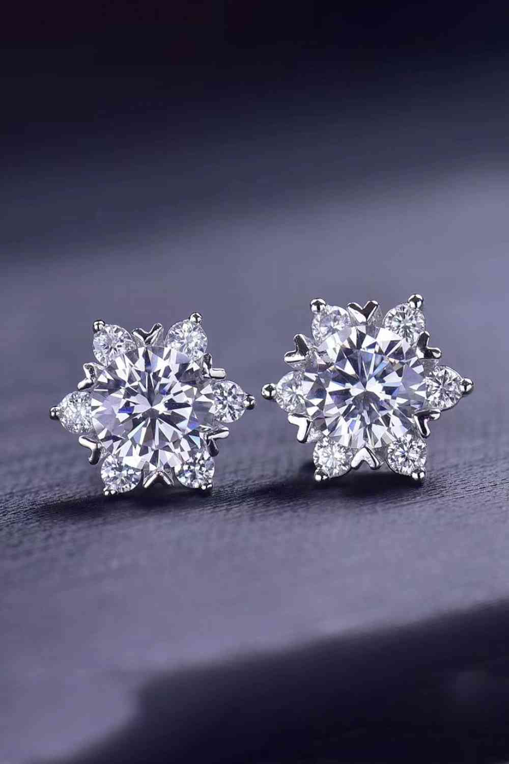 2 Carat Moissanite Floral Stud Earrings-Earrings-Inspired by Justeen-Women's Clothing Boutique in Chicago, Illinois