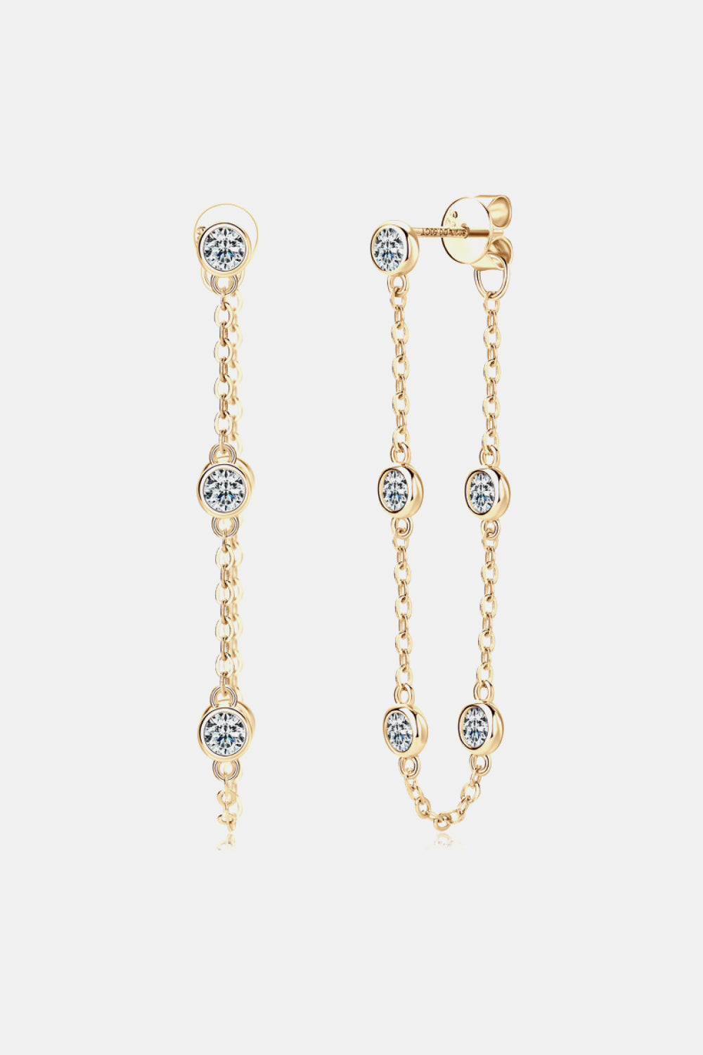 1 Carat Moissanite 925 Sterling Silver Chain Earrings-Earrings-Inspired by Justeen-Women's Clothing Boutique in Chicago, Illinois