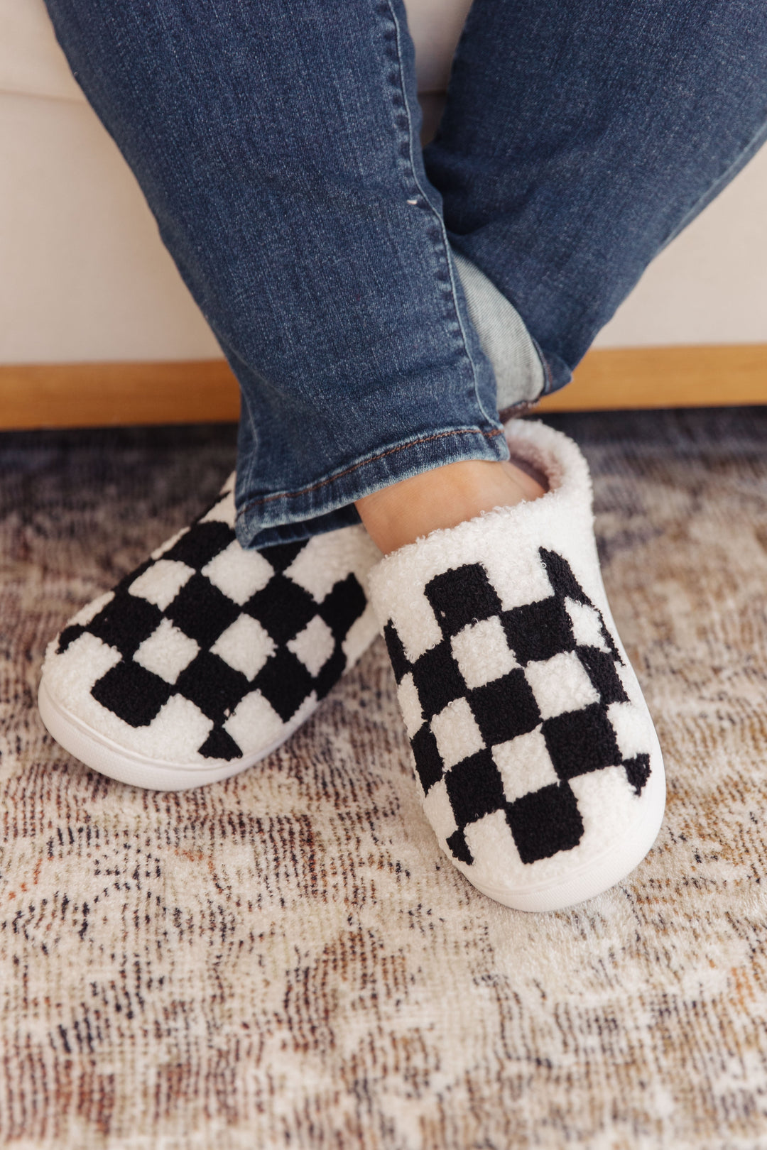 Checked Out Slippers in Black-Shoes-Inspired by Justeen-Women's Clothing Boutique in Chicago, Illinois