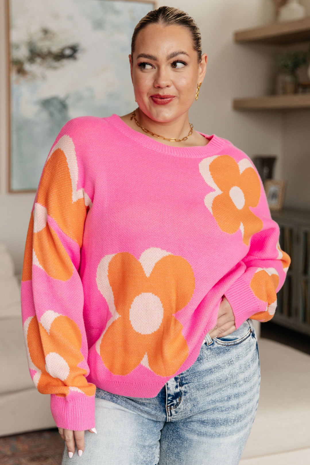 Quietly Bold Mod Floral Sweater-Sweaters/Sweatshirts-Inspired by Justeen-Women's Clothing Boutique in Chicago, Illinois