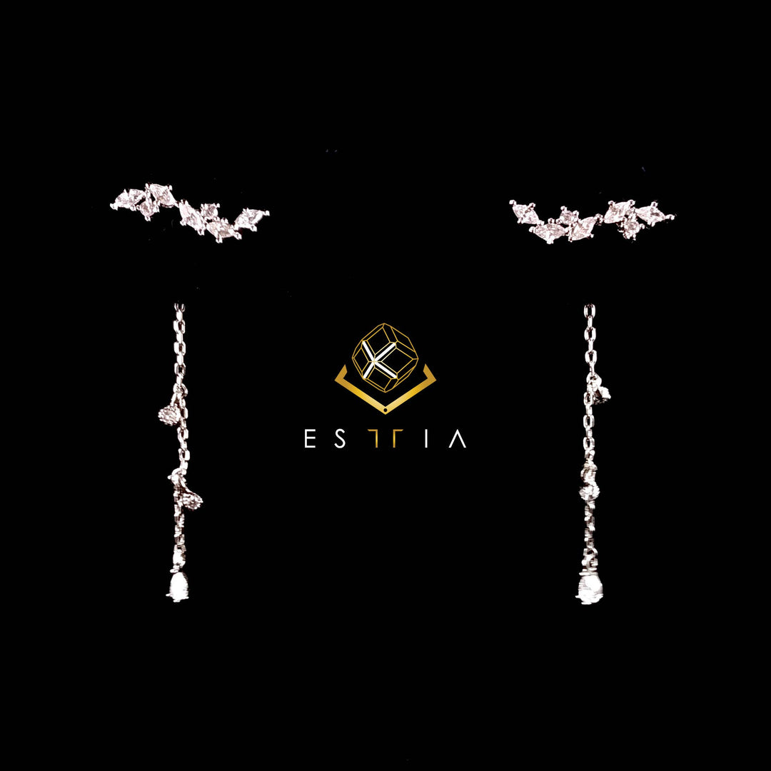 ESTTIA Ladida Petite Backdrop Dangle Earrings, Silver-Earrings-Inspired by Justeen-Women's Clothing Boutique in Chicago, Illinois