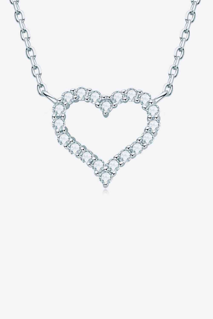 Adored Moissanite Platinum-Plated Heart Necklace-Necklaces-Inspired by Justeen-Women's Clothing Boutique in Chicago, Illinois