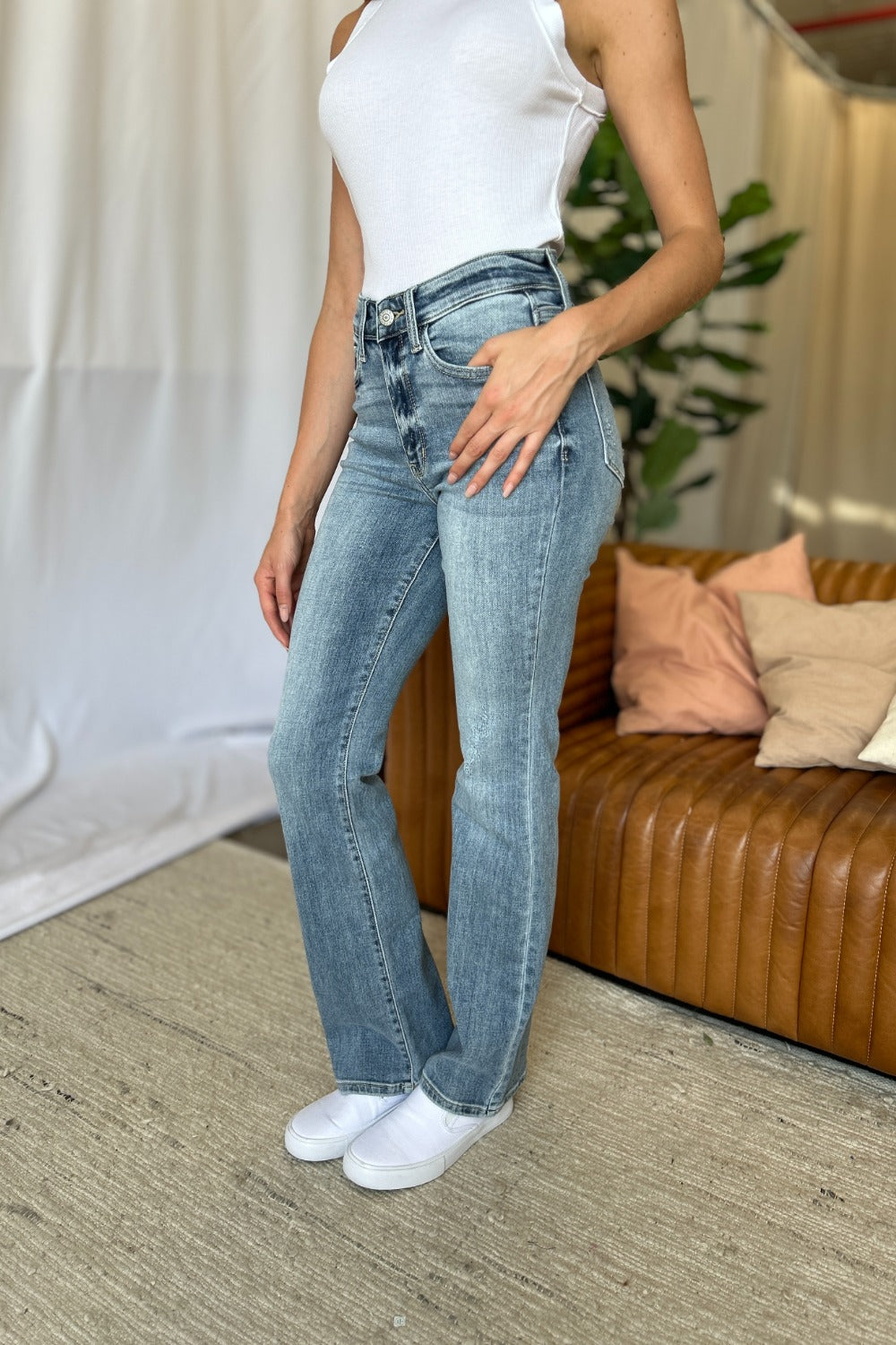 Judy Blue Full Size Medium Rise Bootcut Jeans-Denim-Inspired by Justeen-Women's Clothing Boutique