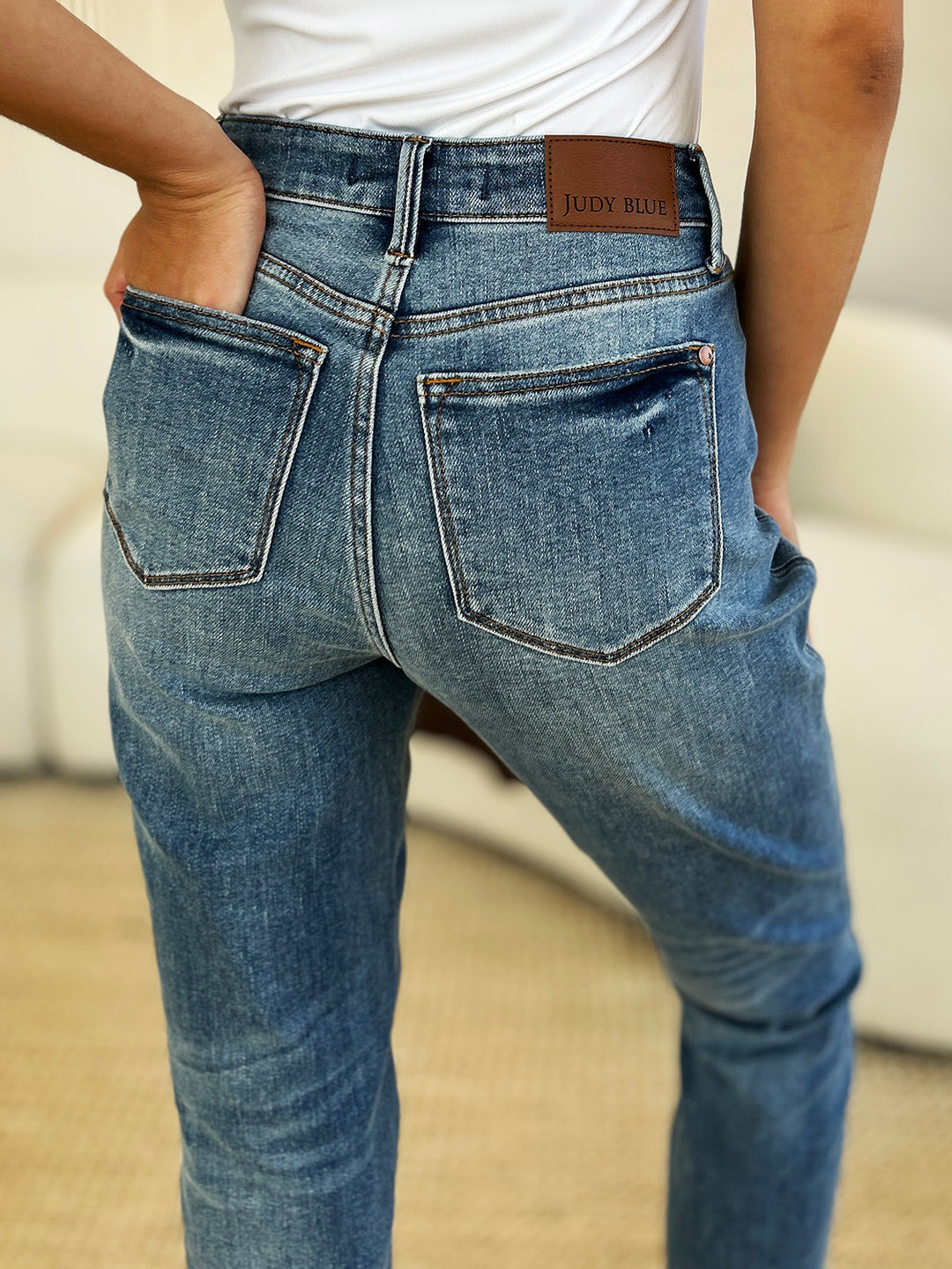 Judy Blue Full Size Mid Rise Rigid Magic Release Hem Jeans-Denim-Inspired by Justeen-Women's Clothing Boutique