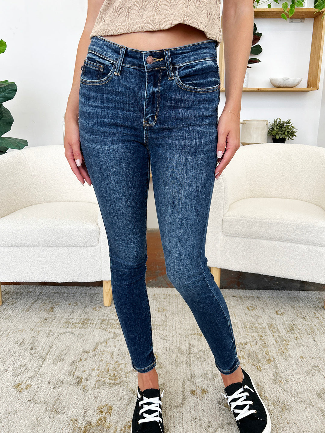 Judy Blue Full Size Classic Handsand Skinny Jeans-Denim-Inspired by Justeen-Women's Clothing Boutique