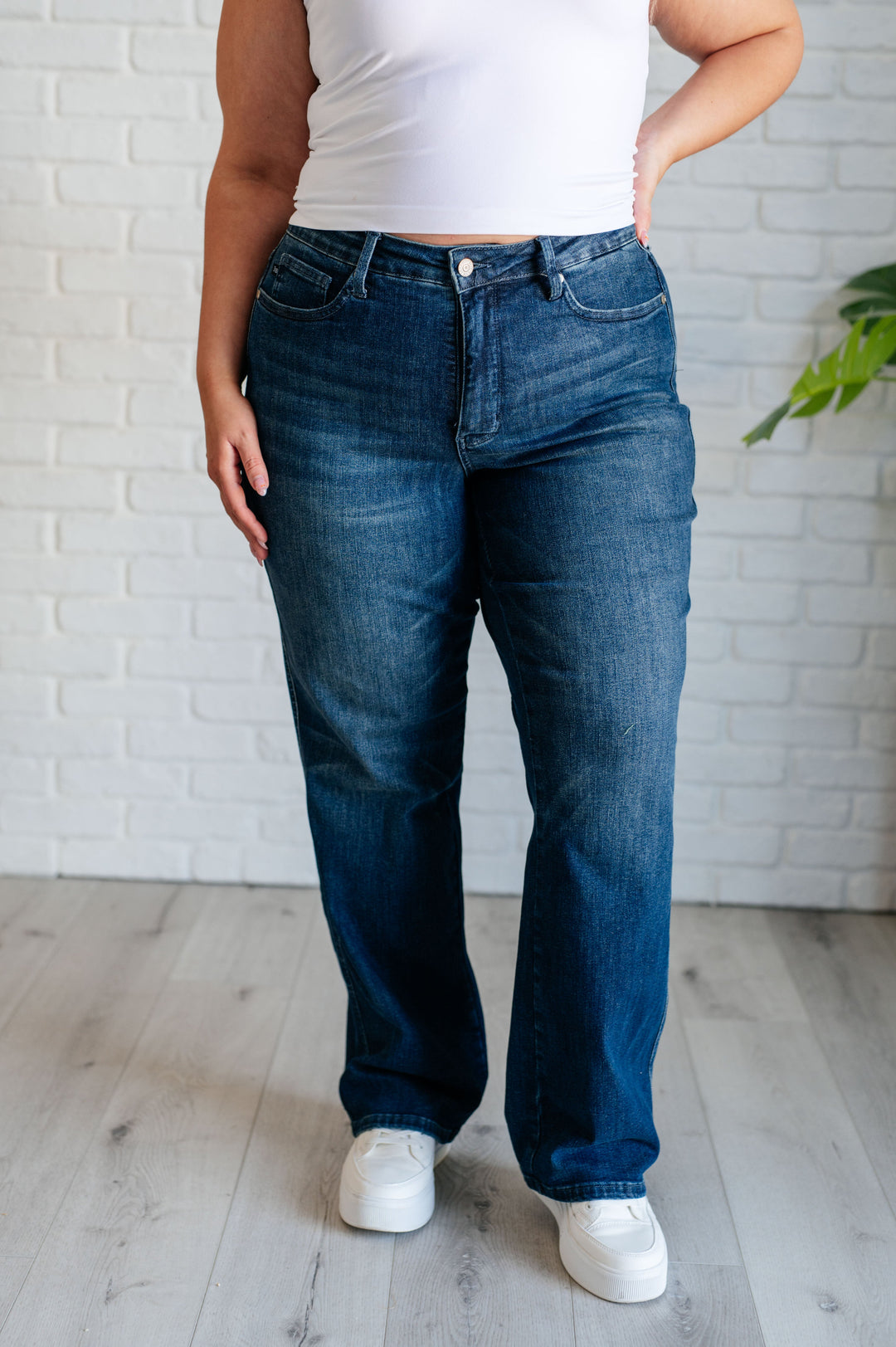 Muriel Mid Rise Control Top Classic Straight Jeans-Denim-Inspired by Justeen-Women's Clothing Boutique