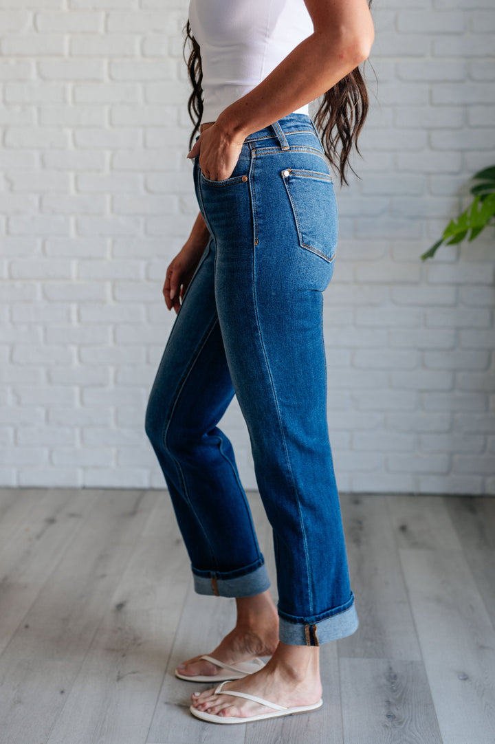 Campbell High Rise Center Seam Detail Straight Jeans-Denim-Inspired by Justeen-Women's Clothing Boutique