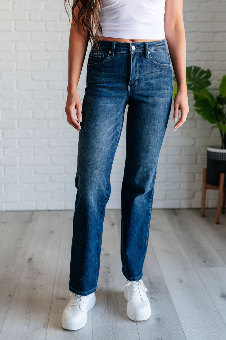 Muriel Mid Rise Control Top Classic Straight Jeans-Denim-Inspired by Justeen-Women's Clothing Boutique