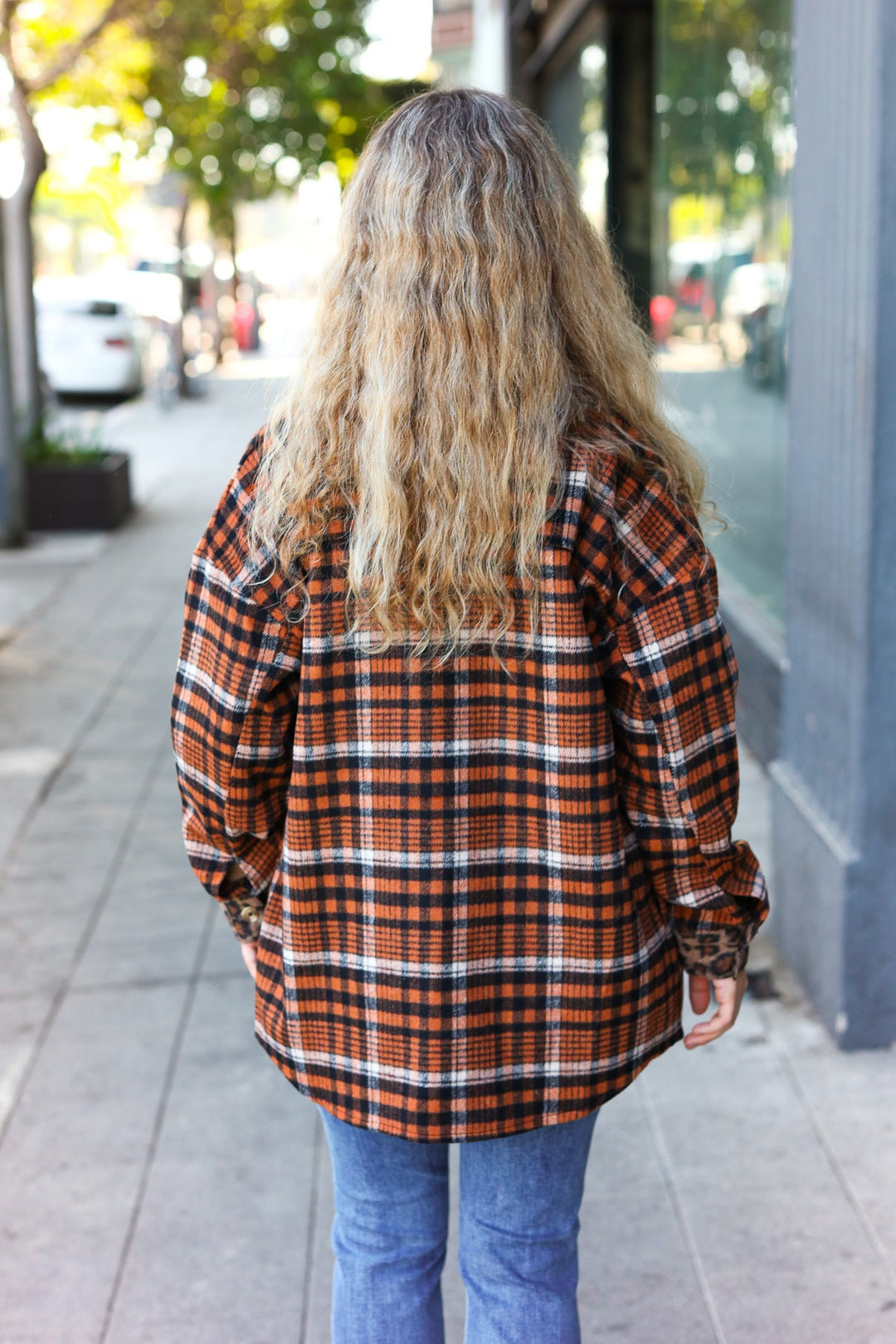 Put Together Rust Plaid & Animal Print Button Down Jacket-Inspired by Justeen-Women's Clothing Boutique