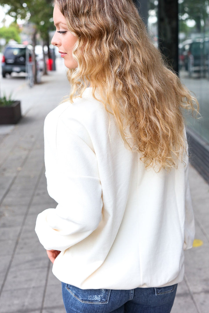 Halloween Lovely Ivory Embroidered Pumpkin Knit Sweater-Inspired by Justeen-Women's Clothing Boutique