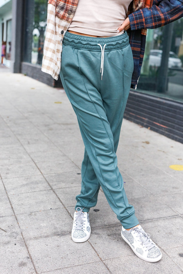 Ash Jade Knit Front Seam Sweatpants-Inspired by Justeen-Women's Clothing Boutique