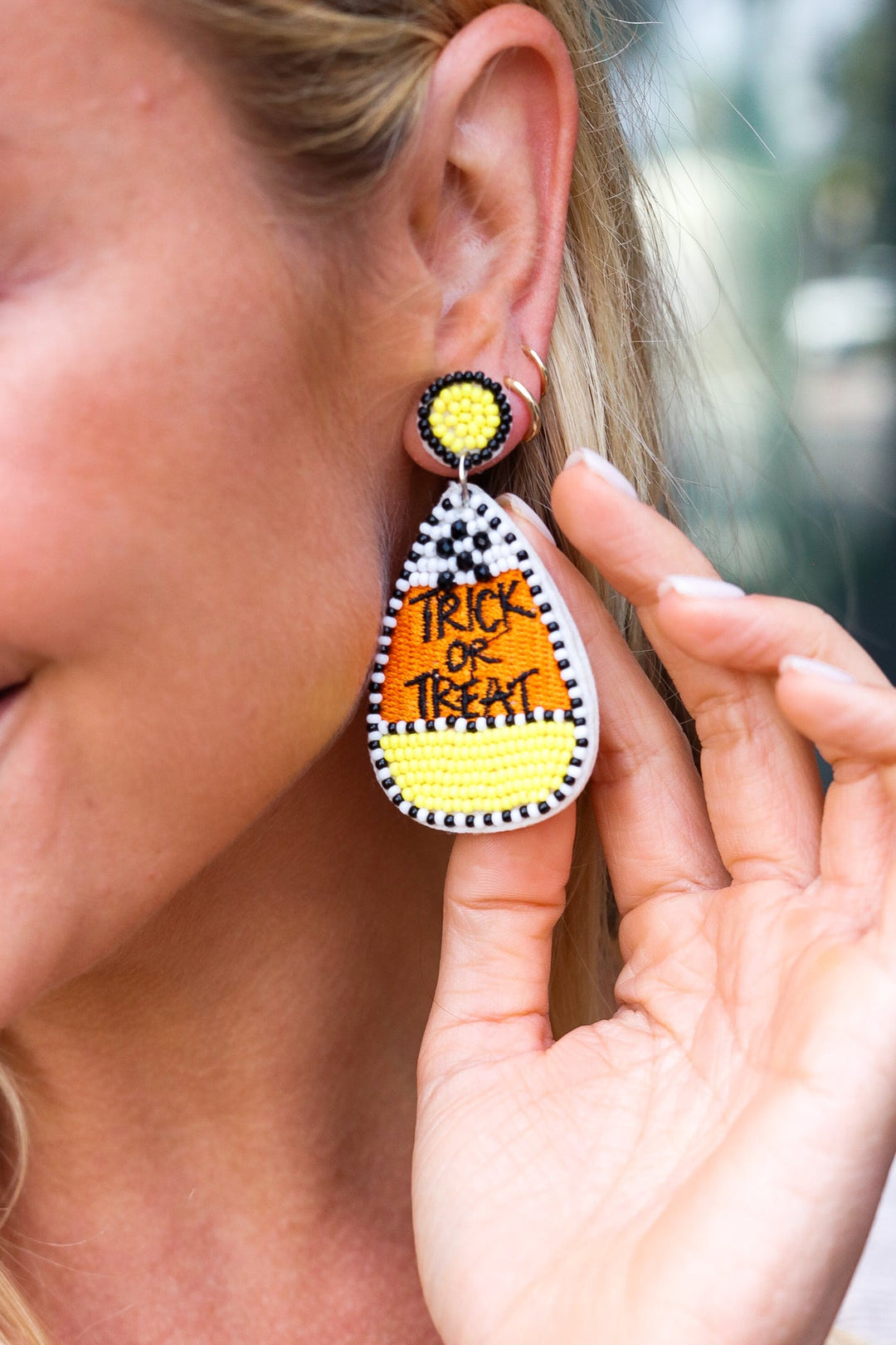 Candy Corn "Trick or Treat" Dangle Earrings-Inspired by Justeen-Women's Clothing Boutique