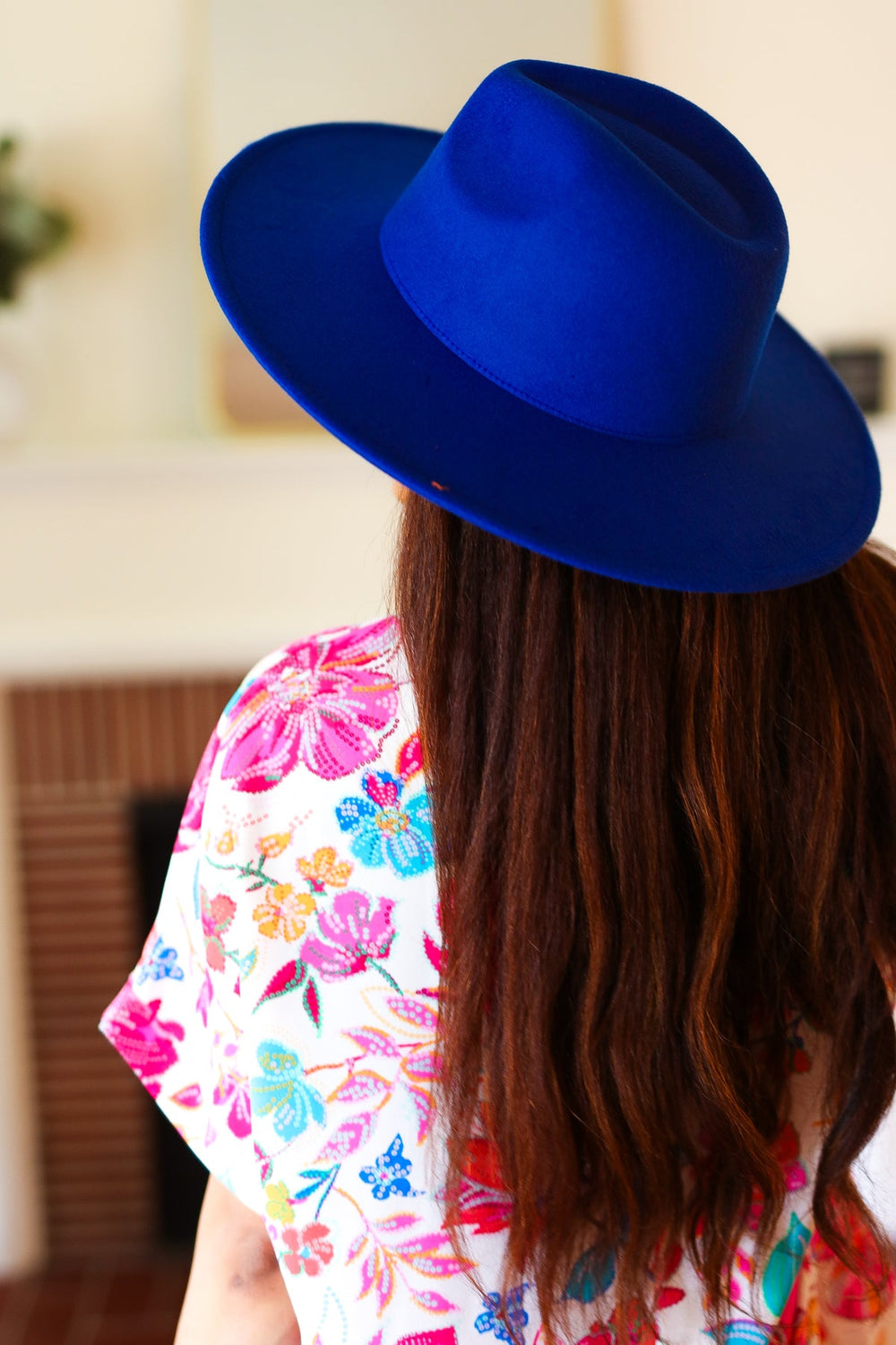 Blue Felt Hard Rim Fedora Hat-Inspired by Justeen-Women's Clothing Boutique in Chicago, Illinois