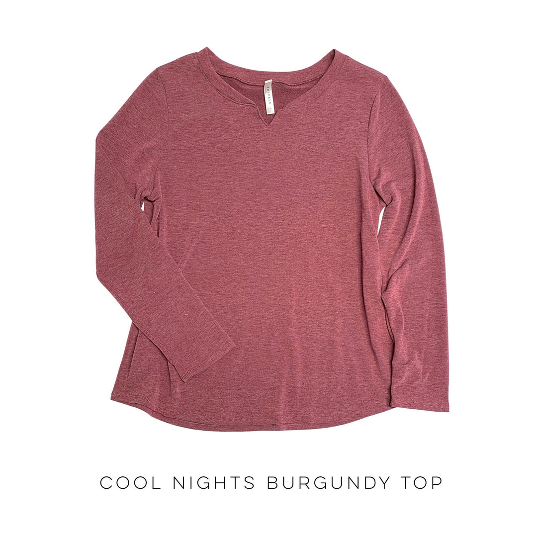 Cool Nights Burgundy Top-Emerald-Inspired by Justeen-Women's Clothing Boutique