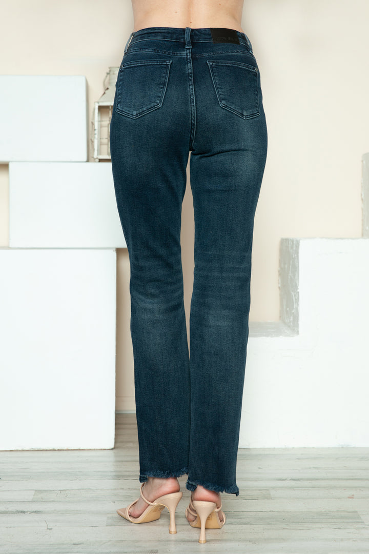 Judy Blue Full Size Button Fly Hem Destroy Straight Jeans-Denim-Inspired by Justeen-Women's Clothing Boutique