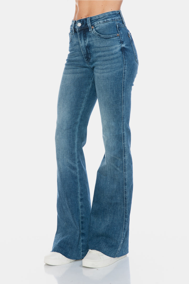 Judy Blue Full Size Tummy Control Cut Hem Flare Jeans-Denim-Inspired by Justeen-Women's Clothing Boutique