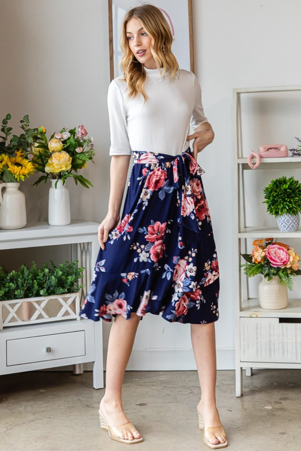 Reborn J Floral Wrap Ruffled Skirt-Skirts-Inspired by Justeen-Women's Clothing Boutique in Chicago, Illinois