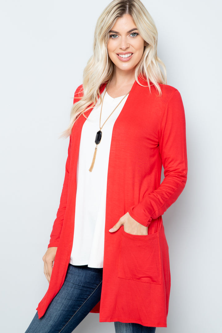 Celeste Full Size Open Front Cardigan with Pockets-Cardigans + Kimonos-Inspired by Justeen-Women's Clothing Boutique