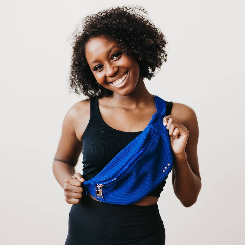 Fast and Free Athletic Bum Bag: Blue-Inspired by Justeen-Women's Clothing Boutique in Chicago, Illinois