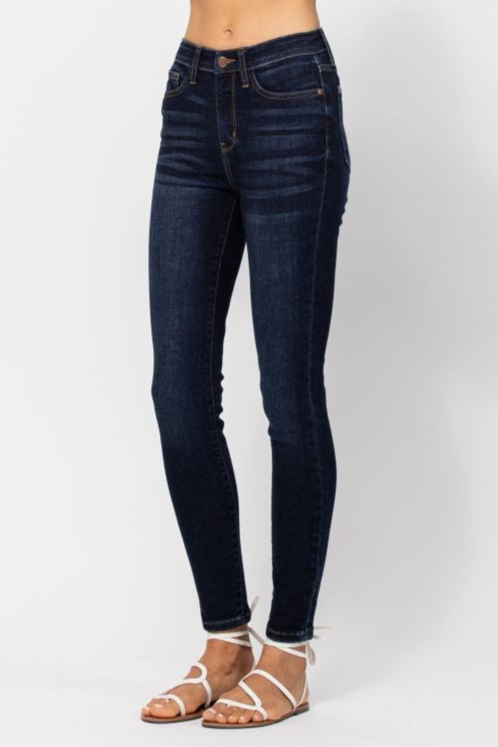 Judy Blue Full Size High Waist Handsand Skinny Jeans-Denim-Inspired by Justeen-Women's Clothing Boutique