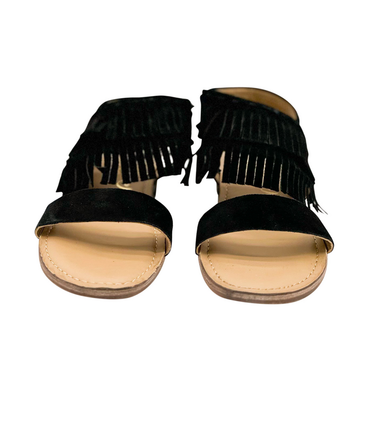 Fringe Star Sandal in Black-Shoes-Inspired by Justeen-Women's Clothing Boutique