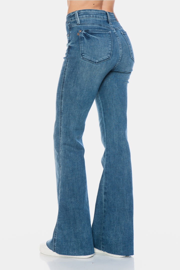 Judy Blue Full Size Tummy Control Cut Hem Flare Jeans-Denim-Inspired by Justeen-Women's Clothing Boutique