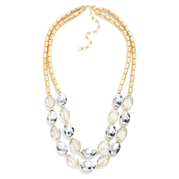 Jolene Layered Beaded Necklace Featuring Two-tone Faceted Details-Short Necklaces-Inspired by Justeen-Women's Clothing Boutique in Chicago, Illinois