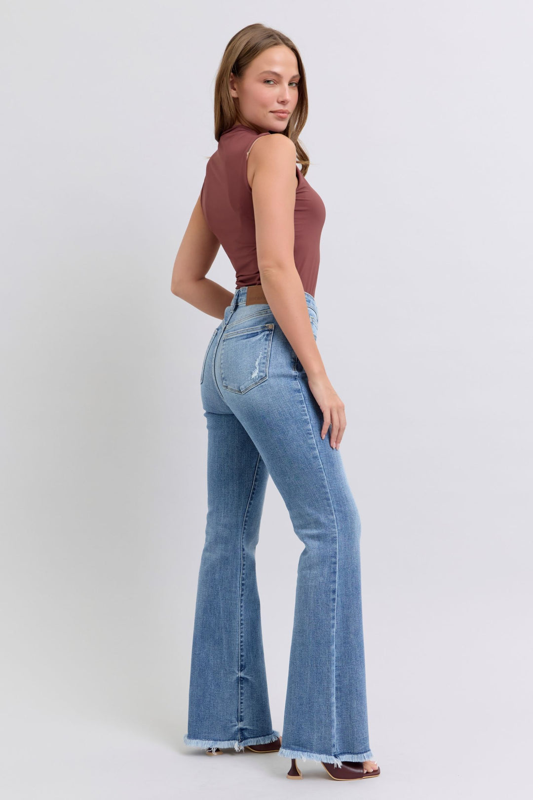 Judy Blue Full Size Raw Hem High Rise Bootcut Jeans-Denim-Inspired by Justeen-Women's Clothing Boutique