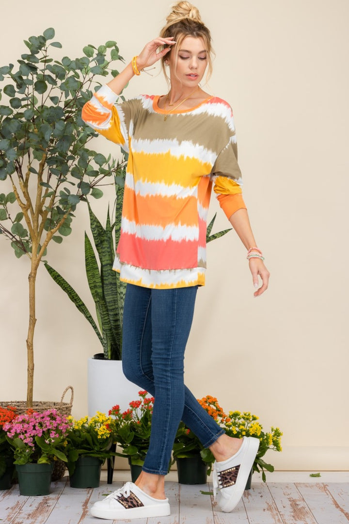 Celeste Full Size Striped Long Sleeve T-Shirt-110 Long Sleeve Tops-Inspired by Justeen-Women's Clothing Boutique