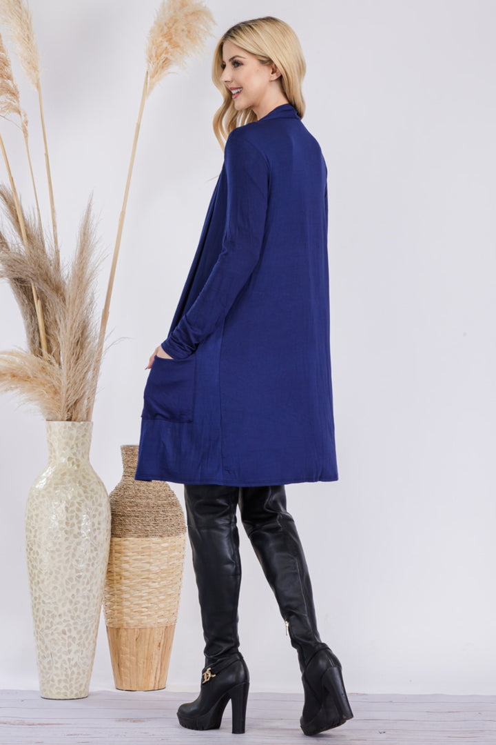 Celeste Full Size Open Front Cardigan with Pockets-Cardigans + Kimonos-Inspired by Justeen-Women's Clothing Boutique