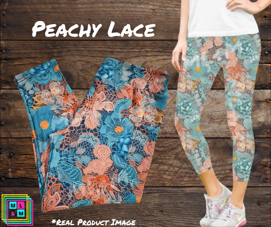 Peachy Lace Capri Length w/ Pockets-Leggings-Inspired by Justeen-Women's Clothing Boutique in Chicago, Illinois