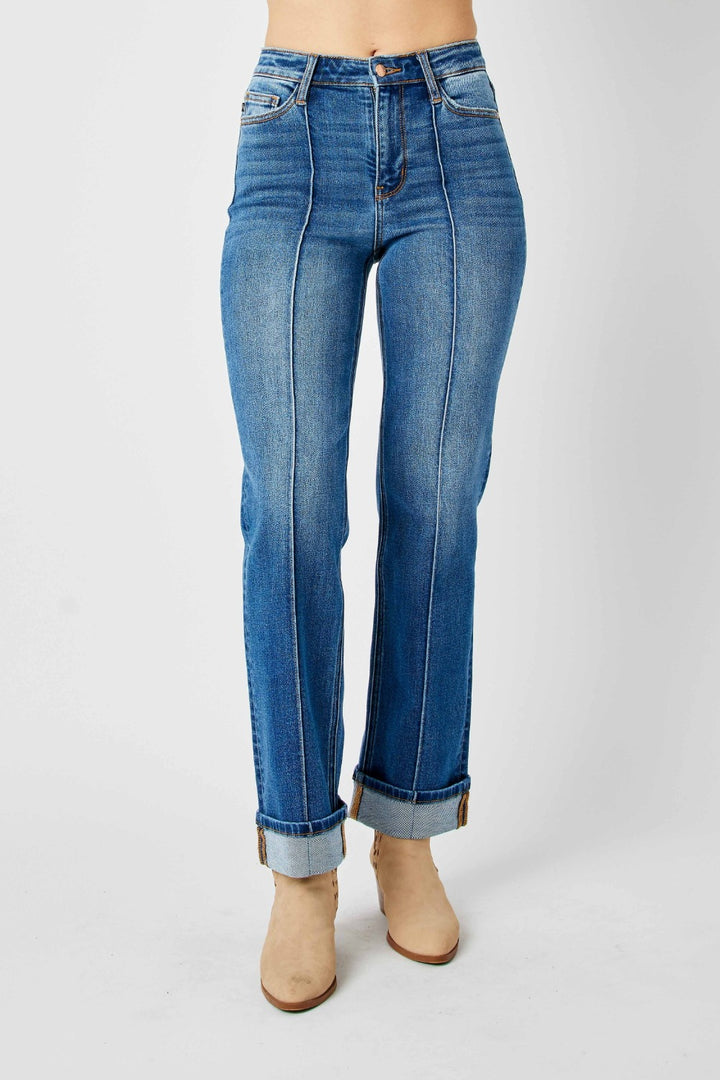 Judy Blue Full Size High Waist Front Seam Detail Straight Jeans-Denim-Inspired by Justeen-Women's Clothing Boutique