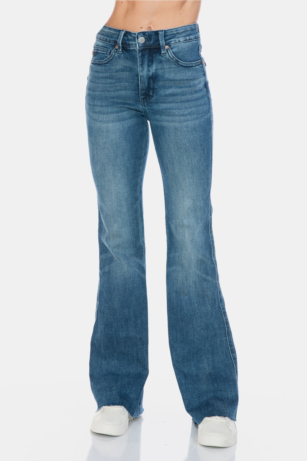 Judy Blue Full Size Tummy Control Cut Hem Flare Jeans-Denim-Inspired by Justeen-Women's Clothing Boutique