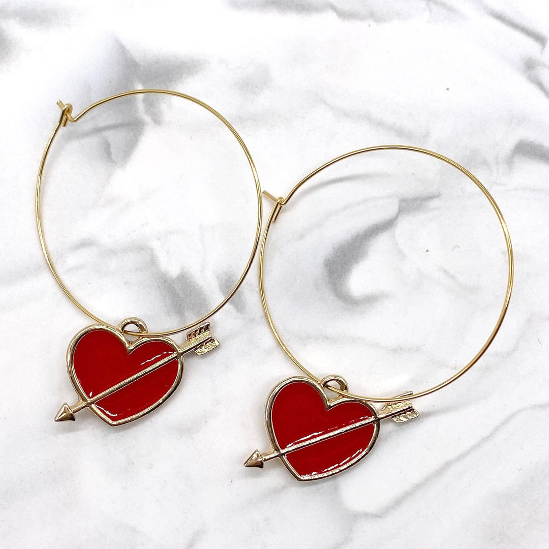 Shot Through the Heart Hoops -Earrings-Inspired by Justeen-Women's Clothing Boutique