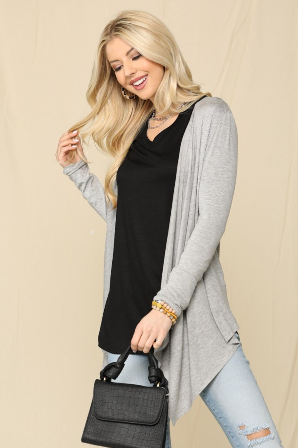 Celeste Full Size Open Front Knit Cardigan-Cardigans + Kimonos-Inspired by Justeen-Women's Clothing Boutique