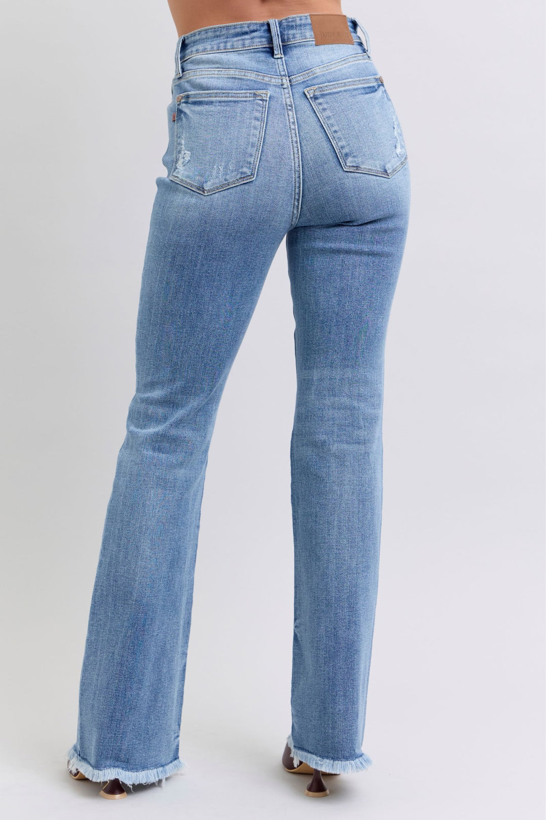 Judy Blue Full Size Raw Hem High Rise Bootcut Jeans-Denim-Inspired by Justeen-Women's Clothing Boutique