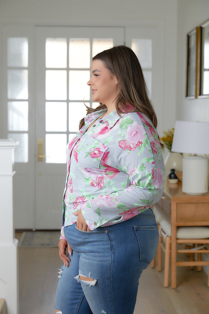 Thinking On It Open Back Floral Top-Long Sleeve Tops-Inspired by Justeen-Women's Clothing Boutique