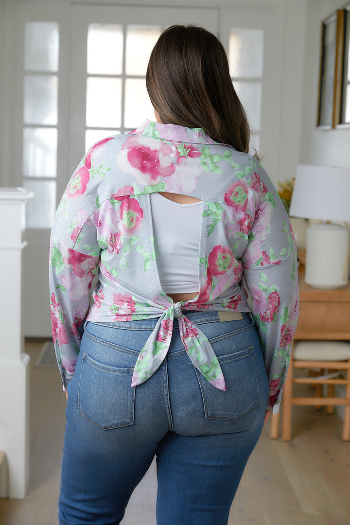 Thinking On It Open Back Floral Top-Long Sleeve Tops-Inspired by Justeen-Women's Clothing Boutique