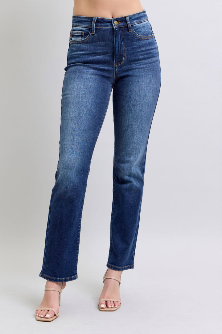 Judy Blue Full Size Washed Straight Leg Jeans with Pockets-Denim-Inspired by Justeen-Women's Clothing Boutique