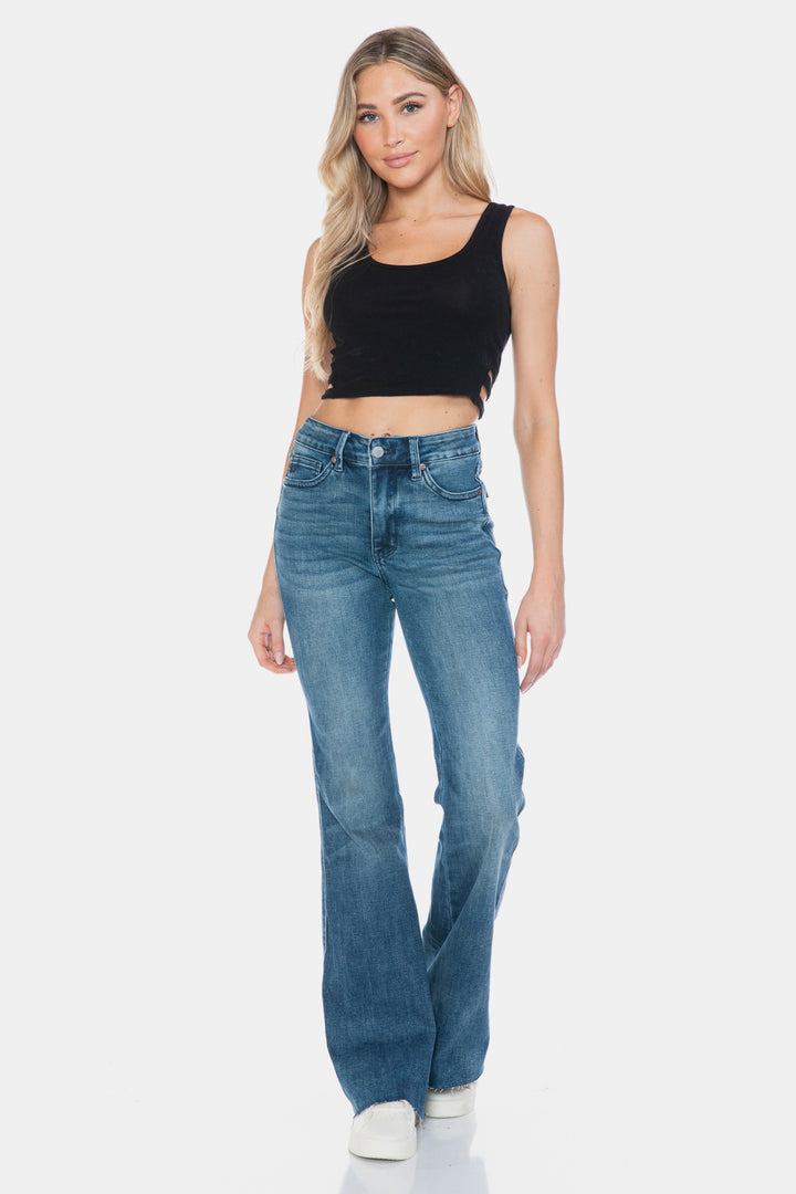 Judy Blue Full Size Tummy Control Cut Hem Flare Jeans-Denim-Inspired by Justeen-Women's Clothing Boutique